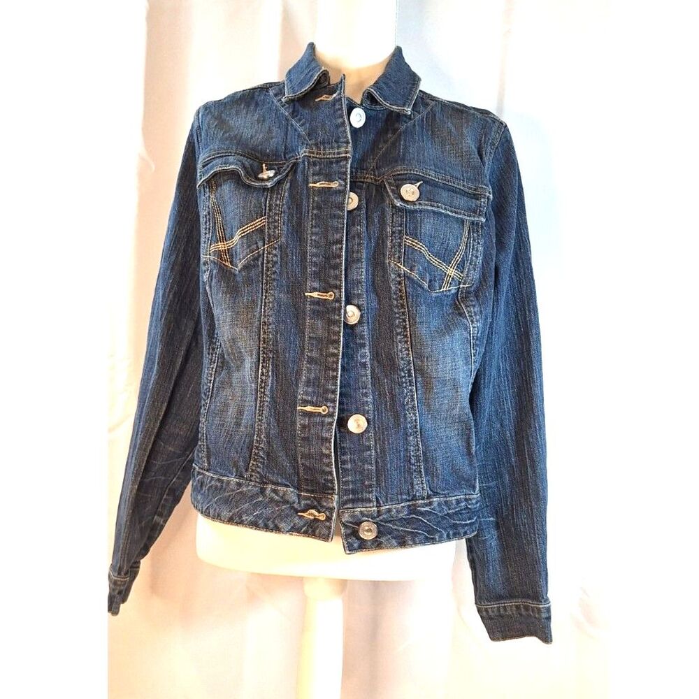 Lane Bryant Womens Button Front Blue Jean Denim Jacket Size 18